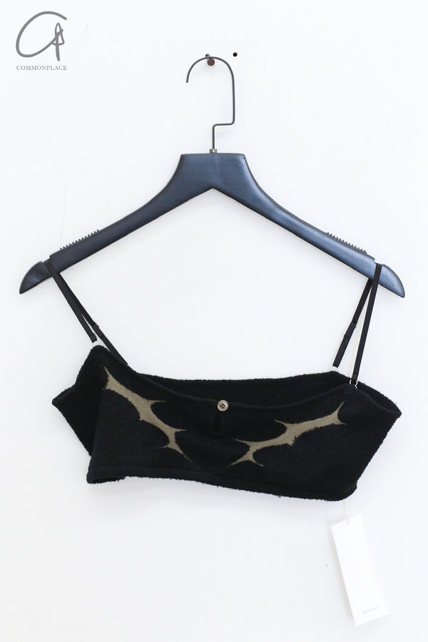 Rui Zhou 24 Autumn and Winter Thorn Intarsia Short Vest Series RUI-RAW24KN09-HEI Onyx Black